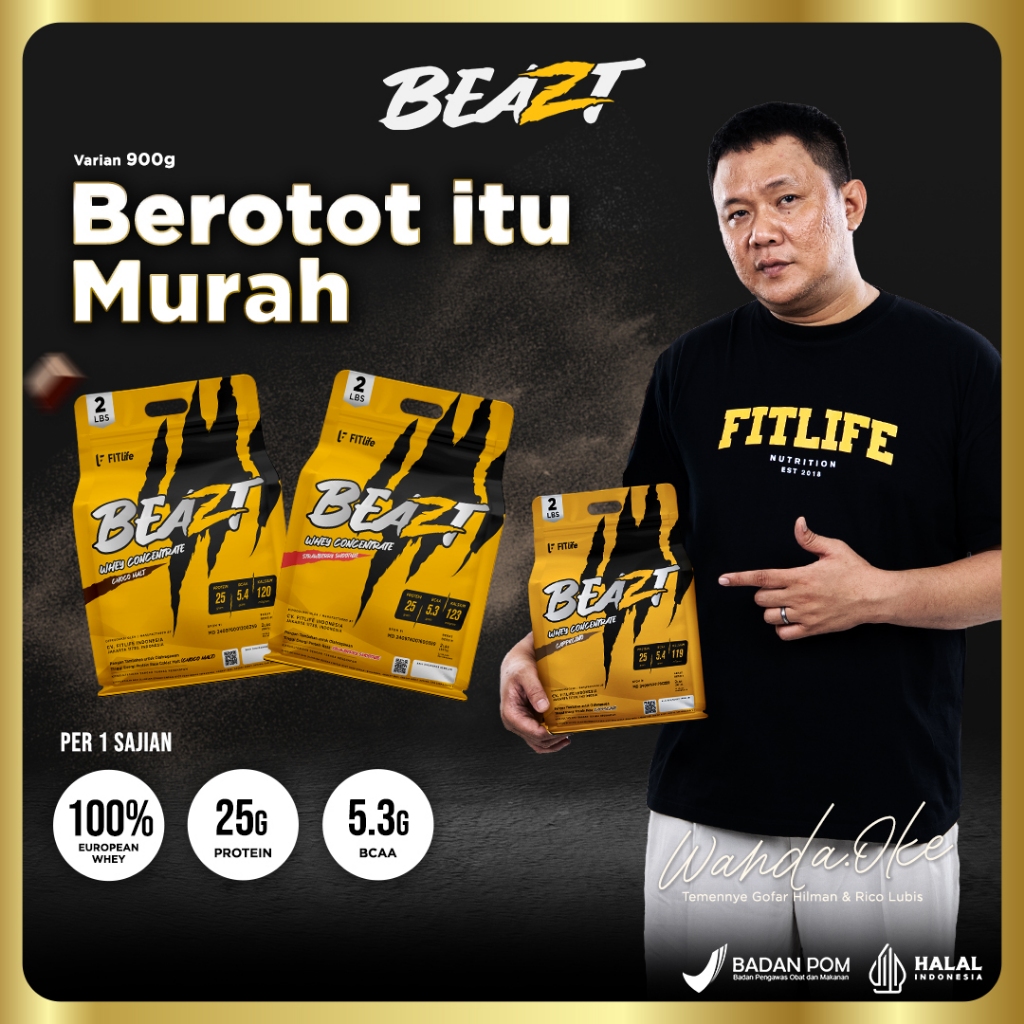 (EXCLUSIVE COLLABORATION) FITlife Beazt 2lbs/900gr - Whey Protein Concentrate (Ex Wpro)
