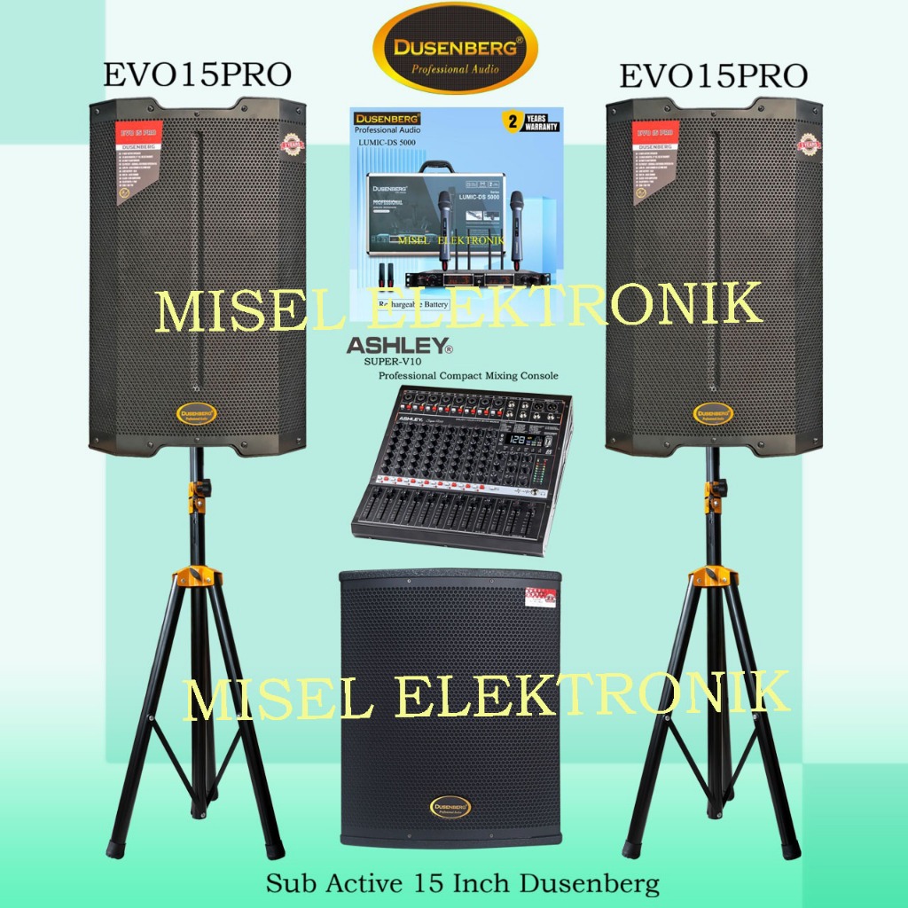 Paket Sound System Indoor Speaker Aktif 15 Inch Dusenberg EVO15PRO Subwoofer 15 Inch
