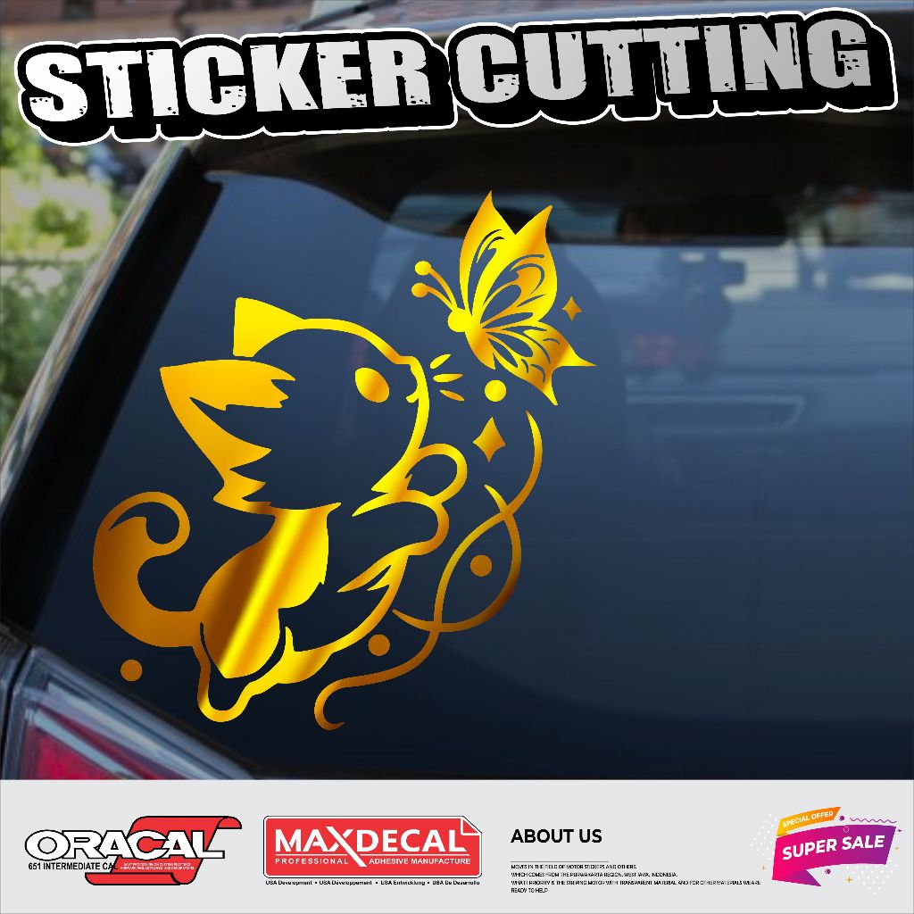 STICKER CUTTING KACA MOBIL BELAKANG GAMBAR KUCING 06
