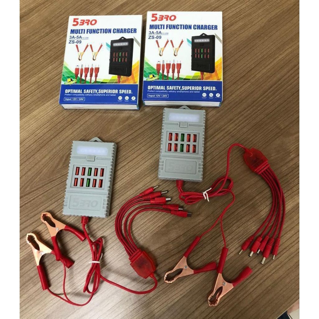 Charger Aki & Multi Function 5BRO ZS-09 3A-5A 10 USB Port Universal