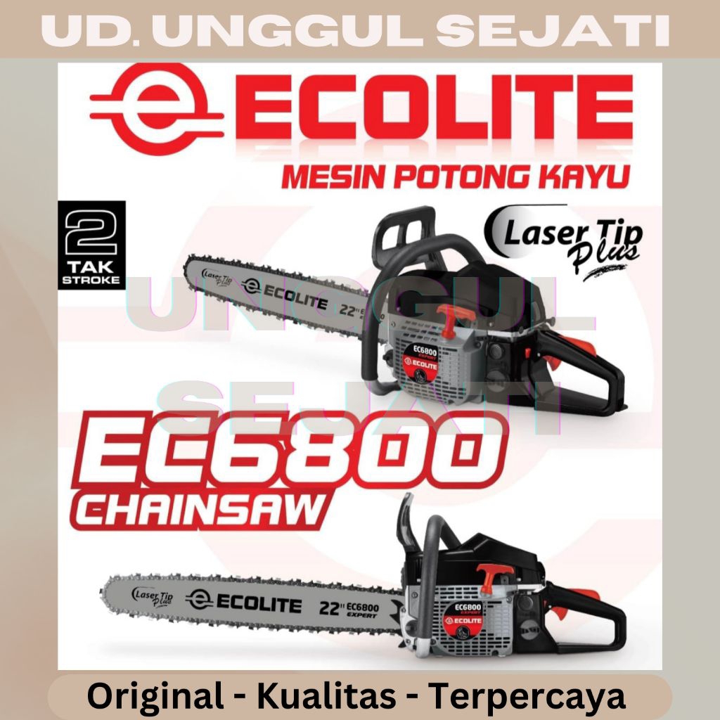 Chainsaw laser 22 in Ecolite EC6800. Mesin gergaji kayu. Mesin senso.