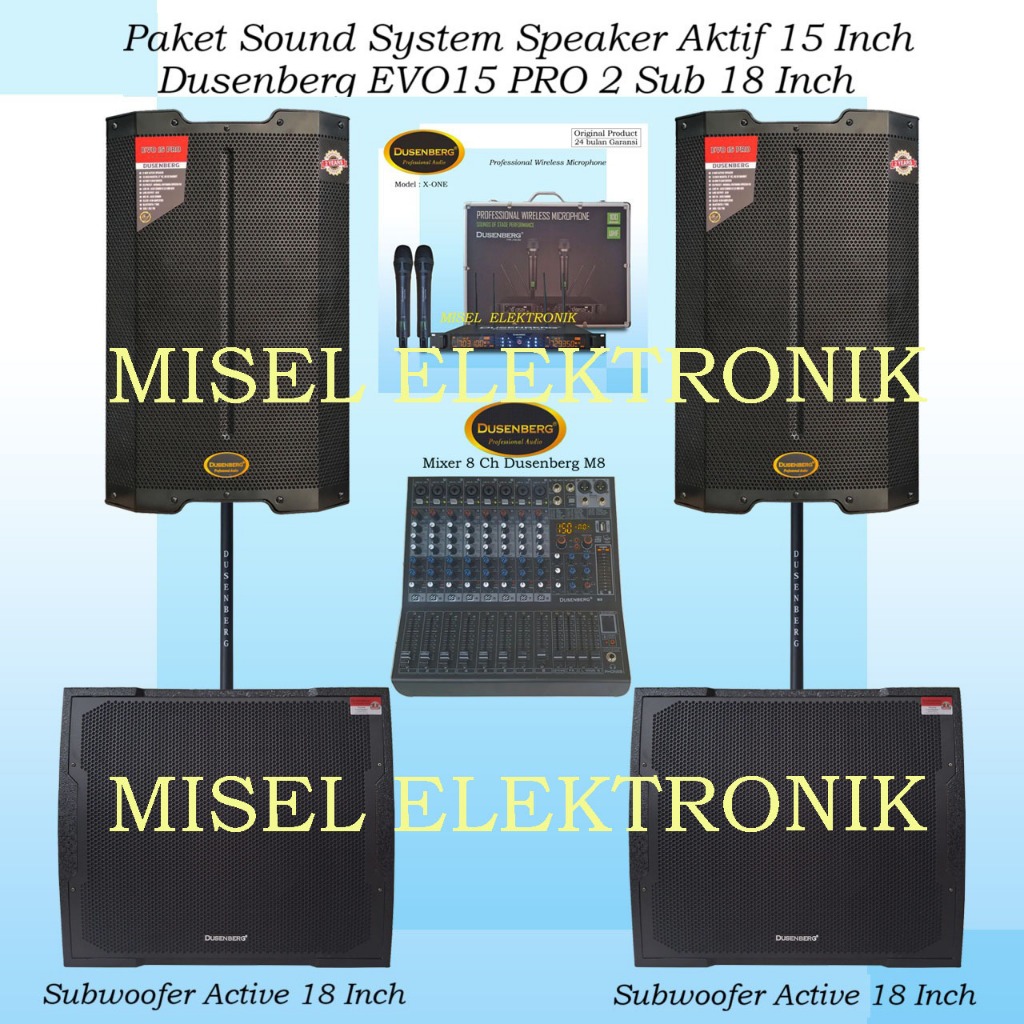 Paket Sound System Indoor outdoor Speaker 15 Inch Dusenberg EVO15PRO 2 Subwoofer 18 Inch