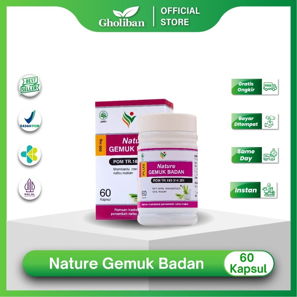 Nature Gemuk Badan 60 Kapsul Suplemen Penggemuk Badan