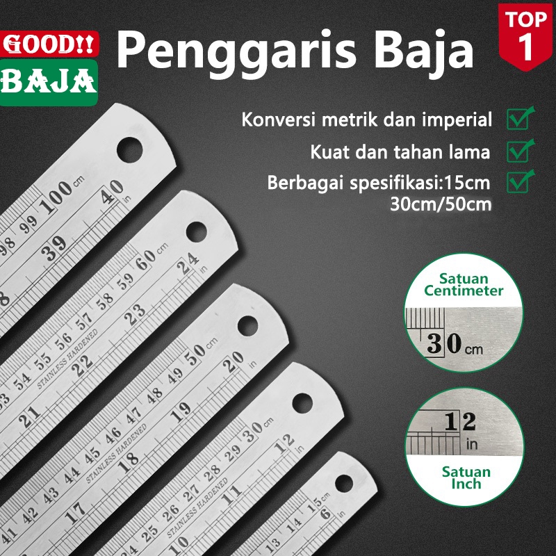 Penggaris 30cm50cm100cm / Penggaris panjang / Stainless Steel Ruler / Penggaris Besi