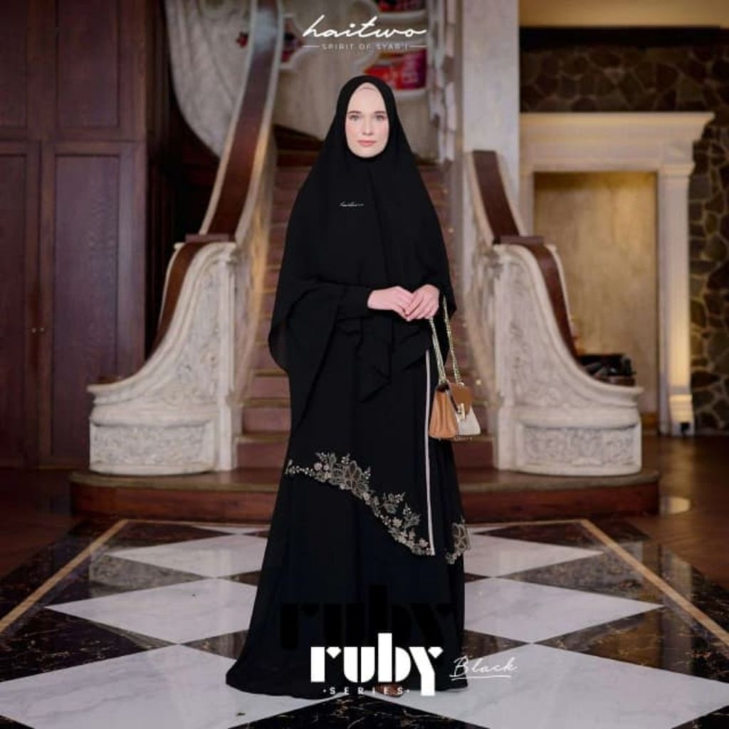 RUBY 003 GAMIS SET HIJAB NIBRAS HAITWO GAMIS SYARI SET HIJAB MURAH