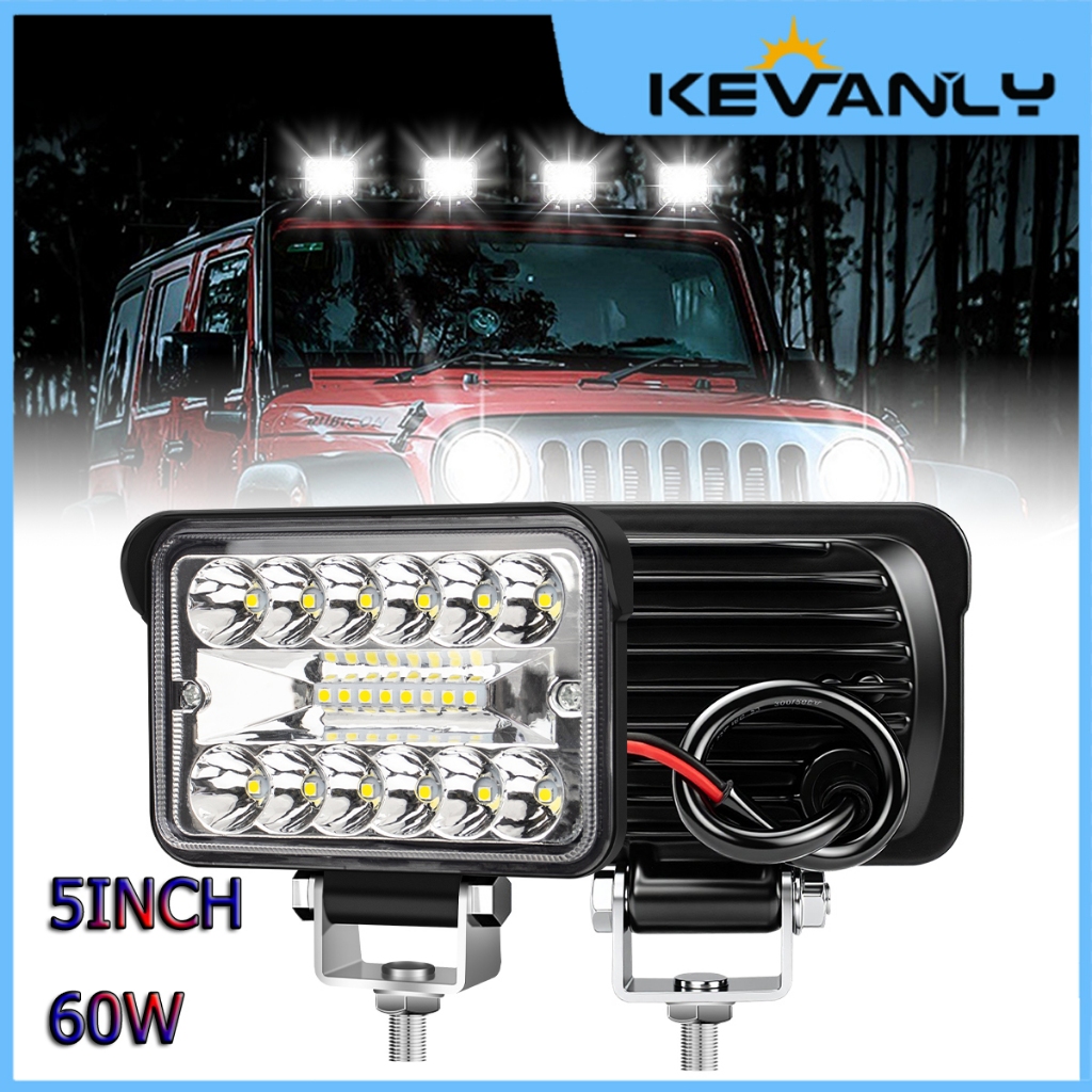 KEVANLY Lampu sorot LED otomotif 5 inci 20SMD 3030 chip 60W 3600LM, lampu off-road luar ruangan untu