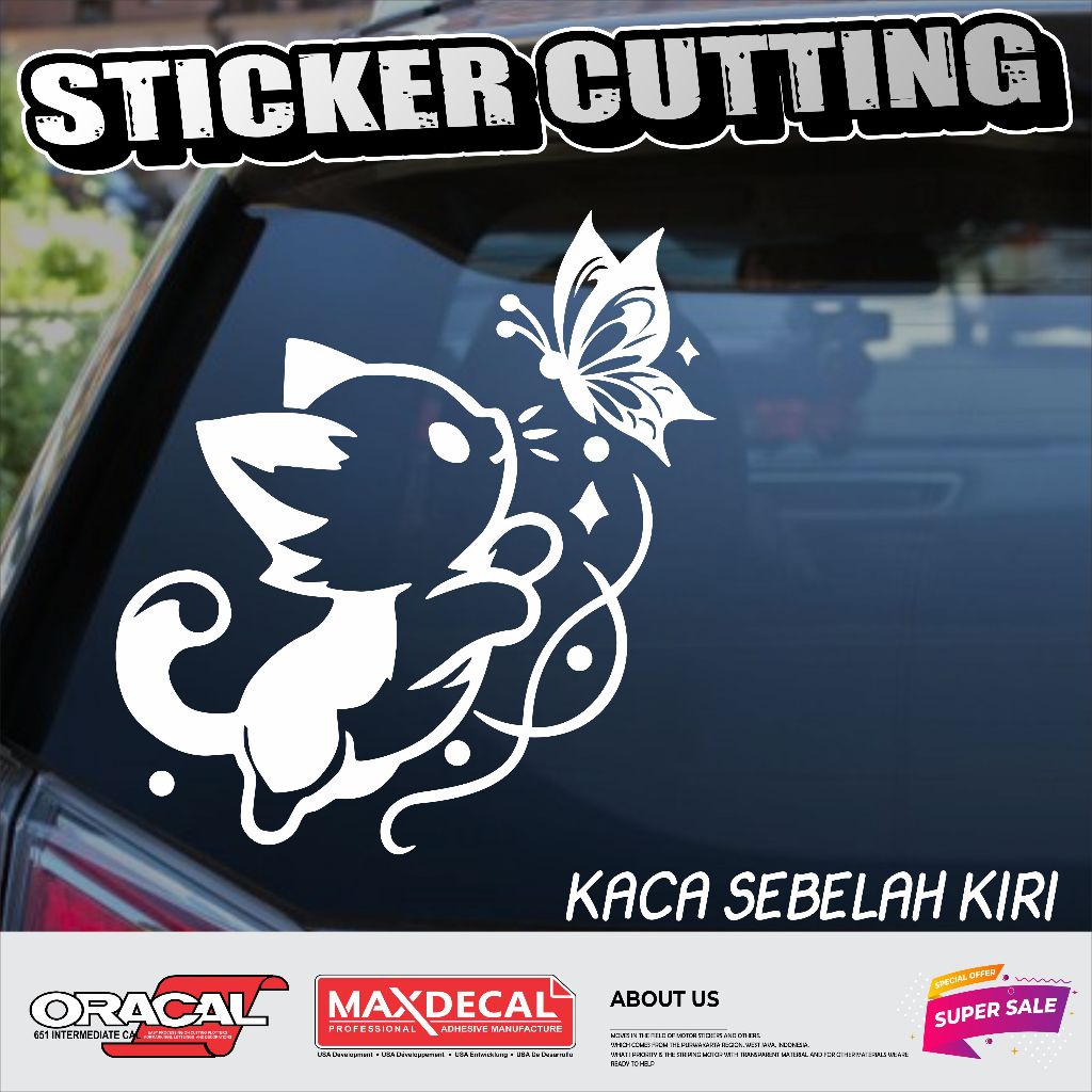 STICKER CUTTING KACA MOBIL BELAKANG GAMBAR KUCING