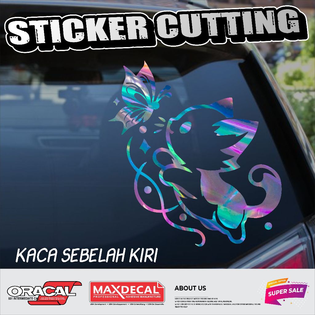 STICKER CUTTING KACA MOBIL BELAKANG GAMBAR KUCING 05