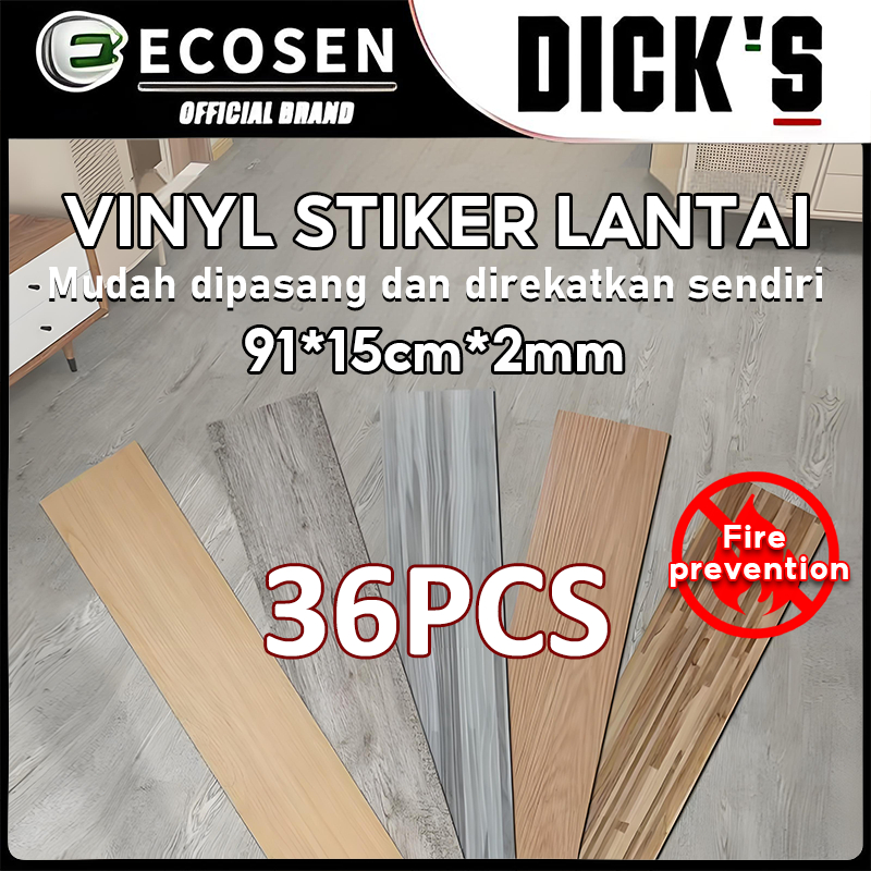 ECOSEN 1 BOX (36 Pcs) Floor Vinyl Lantai Stiker Lantai kayu parquet Dengan Lem/Sticker Vinyl Lantai