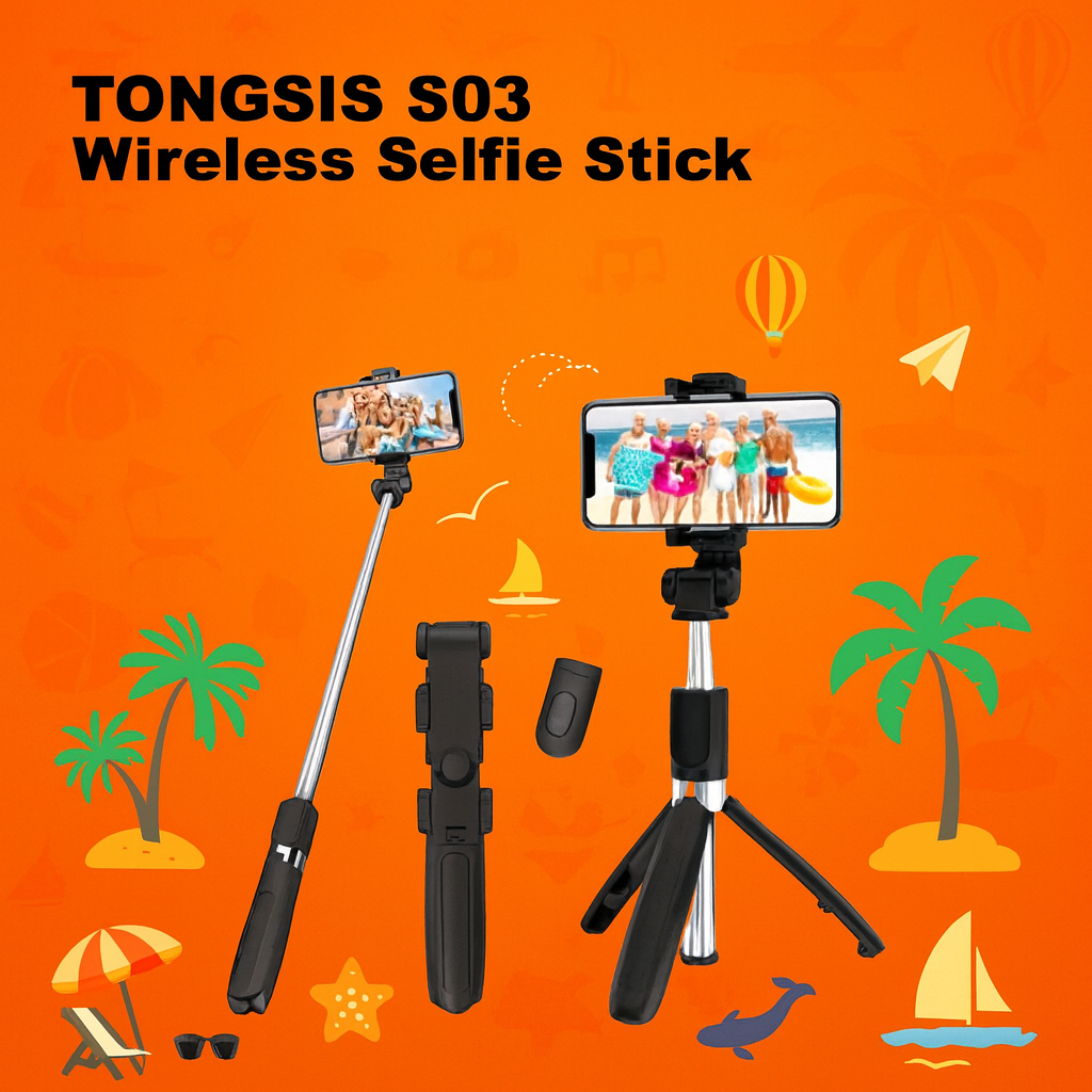 tongkat selfie tongsis tripod tripot hp handphone berdiri wireless selfie stick portable S03 stand h
