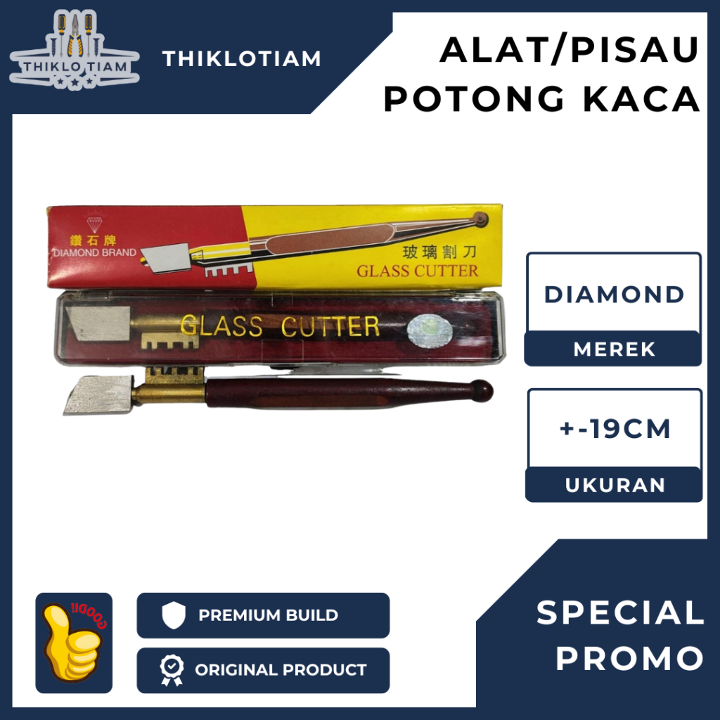 [TLH]ALAT PEMOTONG KACA / PISAU POTONG KACA DIAMOND BRAND SHANGHAI CHINA BOX MIKA DAN GAGANG KAYU GL