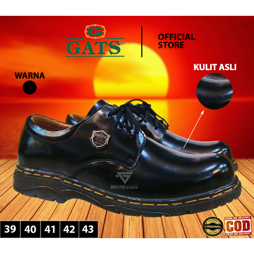 GATS Sepatu docmart Hitam trendy formal Casual Pria kulit dewasa 39-43 original