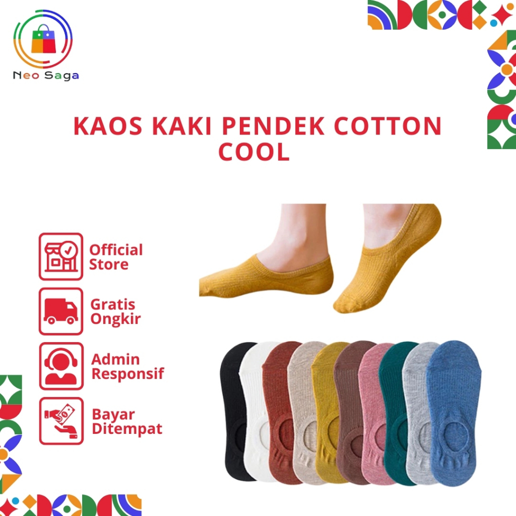 Kaos Kaki Pendek Cotton Cool Solid Wanita Model Japan