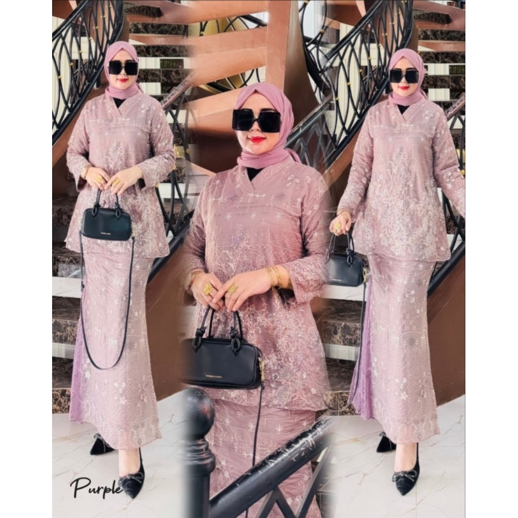 Setrok Melayu + hijabBahan ful organza bordir mix bordir