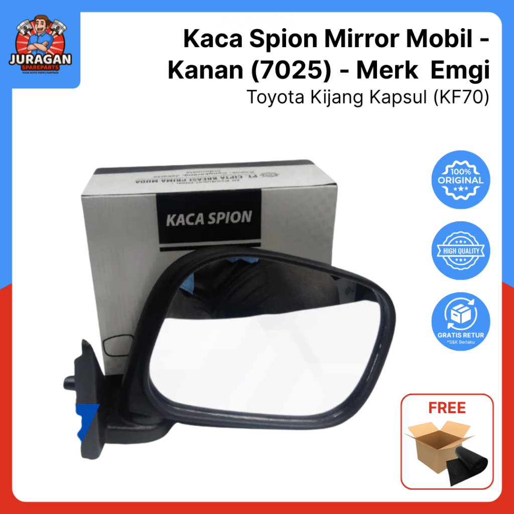 Kaca Spion Mirror Mobil Toyota Kijang Kapsul (Kf70) - Bagian Kanan - Original Merek Emgi 7025 - Mura