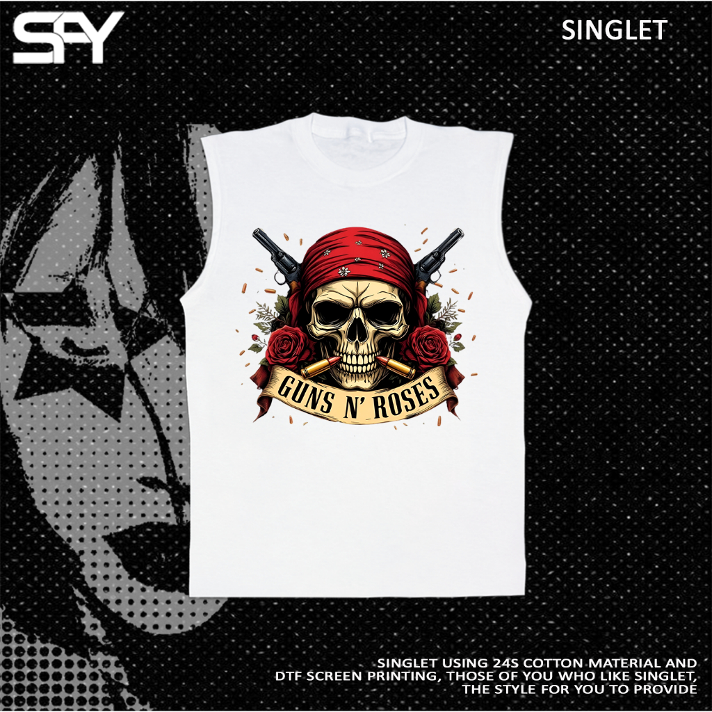 STYLEFORYOU.CO - KAOS BAJU GUNS N ROSES RED | REGULER T-SHIRT OVERSIZE SINGLET LEKBONG CROP TOP PUTI