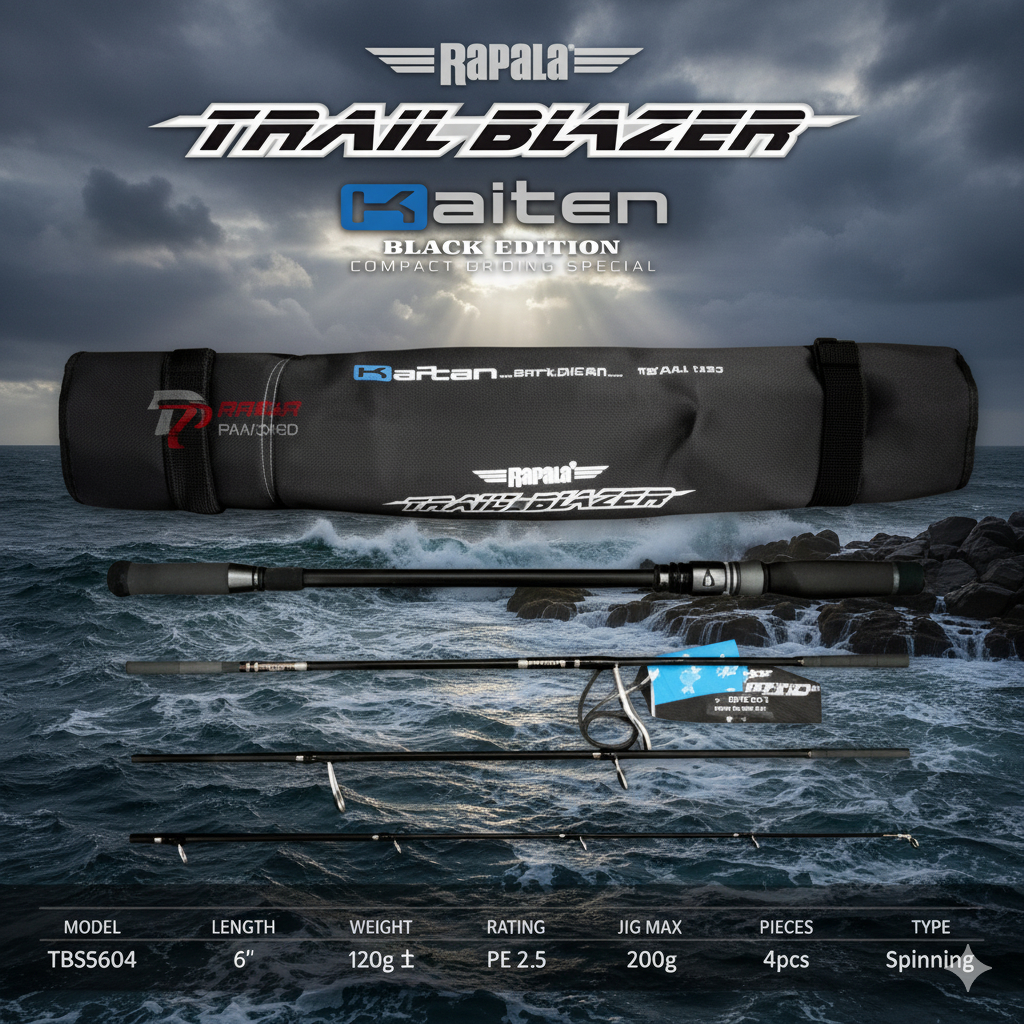 ROD / JORAN TRAVEL RAPALA TRAIL BLAZER BLACK KAITEN PE 2.5, Max Jig 200gram, 183cm