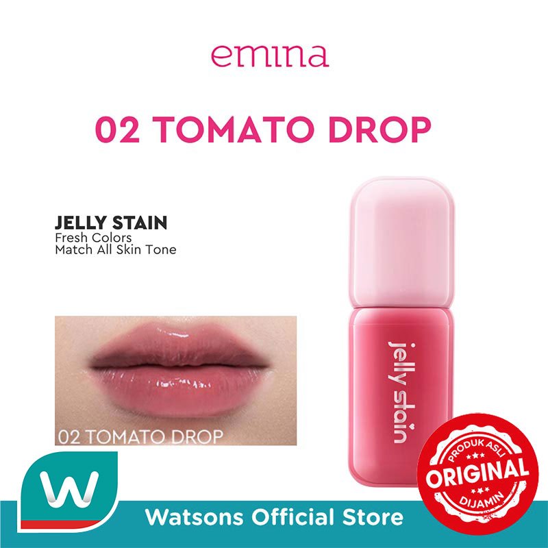 Emina Jelly Stain 02 Tomato Drop 3 g - Lip Tint Korea Glossy Ombre Ringan Longlasting Transferproof 
