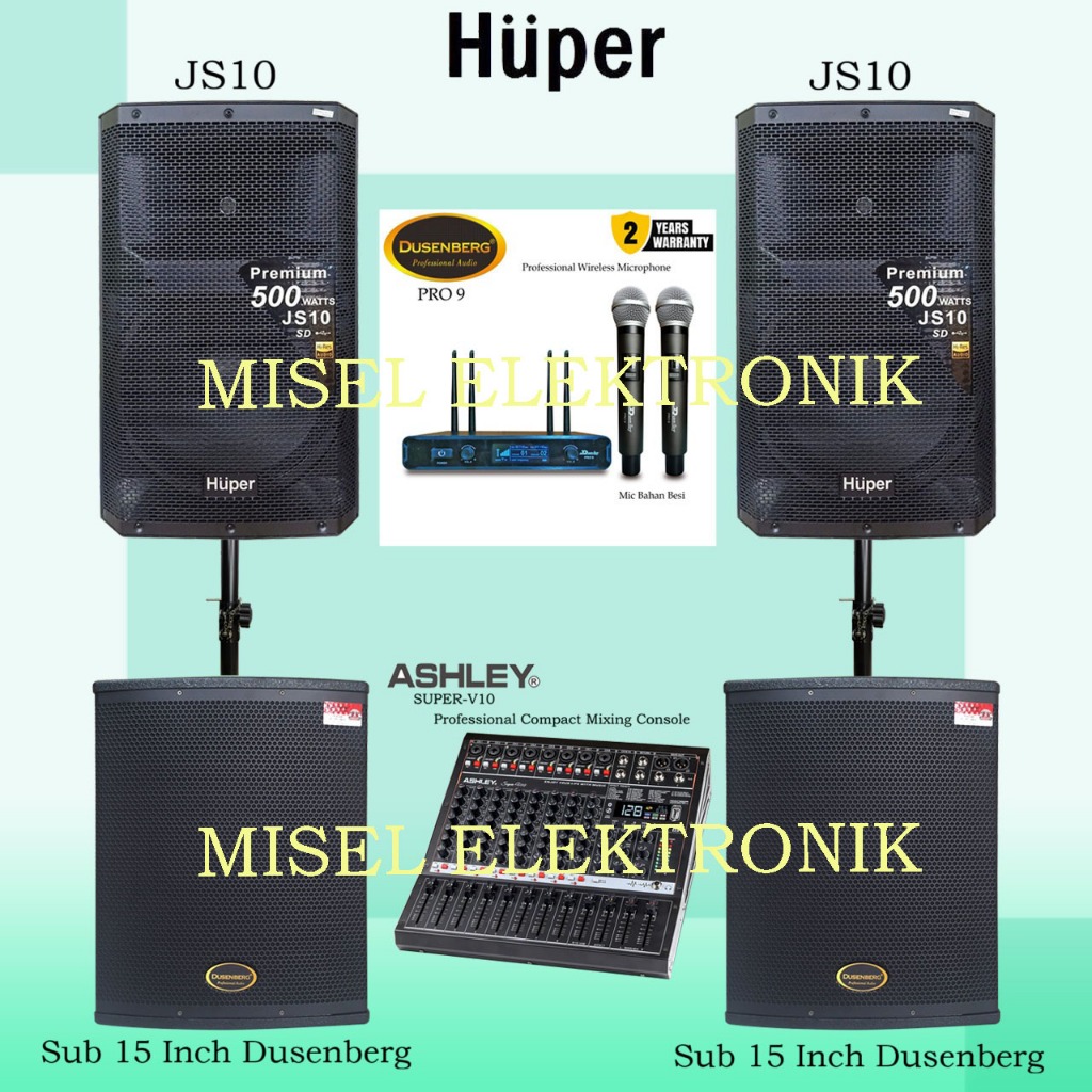 Paket Sound System indoor outdoor Speaker Aktif 15 inch HUPER JS 10 Subwoofer 15 inch