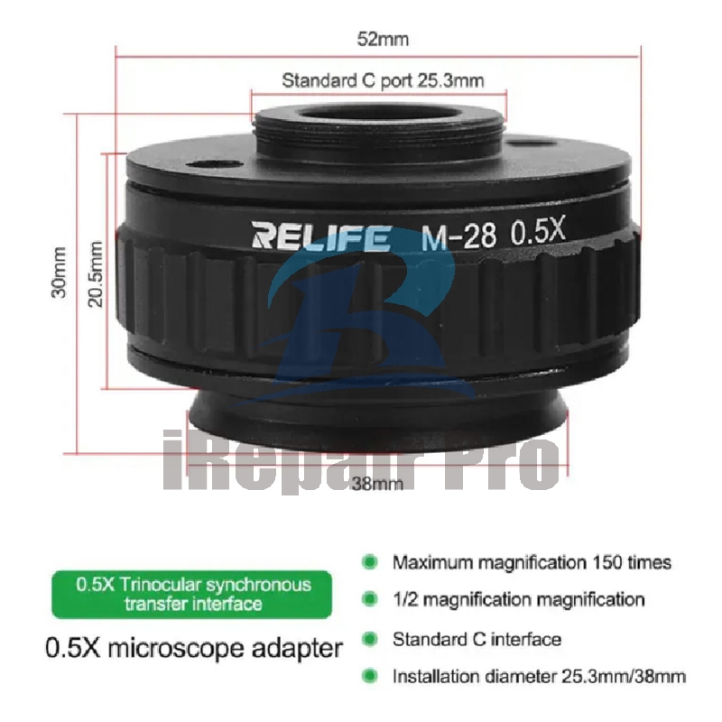C-MOUNT LENS SZMCTV1/2 0.5X LENSA ADAPTOR KAMERA MIKROSKOP TRINOCULAR M-28