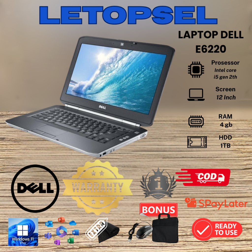 DELL E6220 i5 GEN 2 / RAM 4GB/ 512 SSD/BONUS TAS LAPTOP & MOUSE