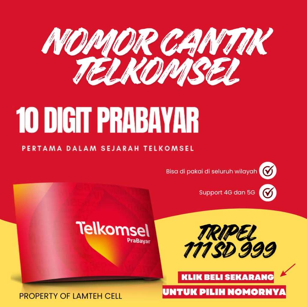 Nomor Cantik 10 Digit Telkomsel Prabayar Edisi Tipel 111 SD999