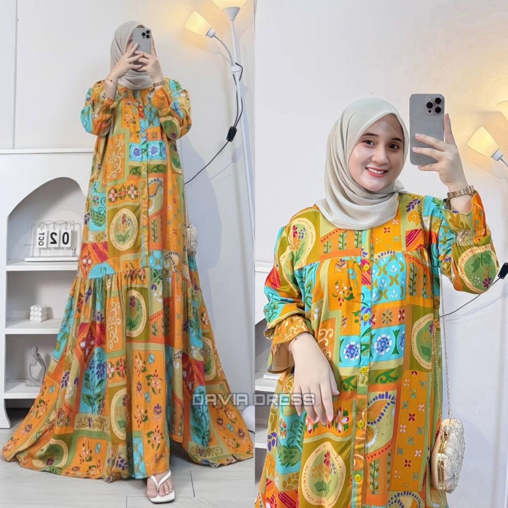 Davia dress ld 120-125 bahan rayon diamond