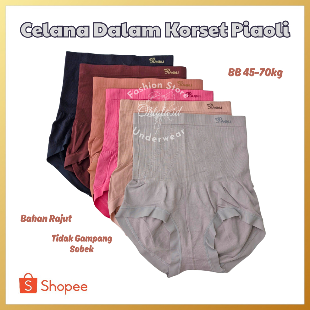 3 Pcs Celana Korset Piaoli Cd Wanita  Pengecil Perut Polos