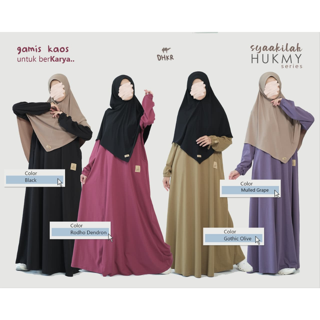 Baju Syari Gamis Wanita Terbaru Bahan Kaos Polos Dhikr & Sabr
