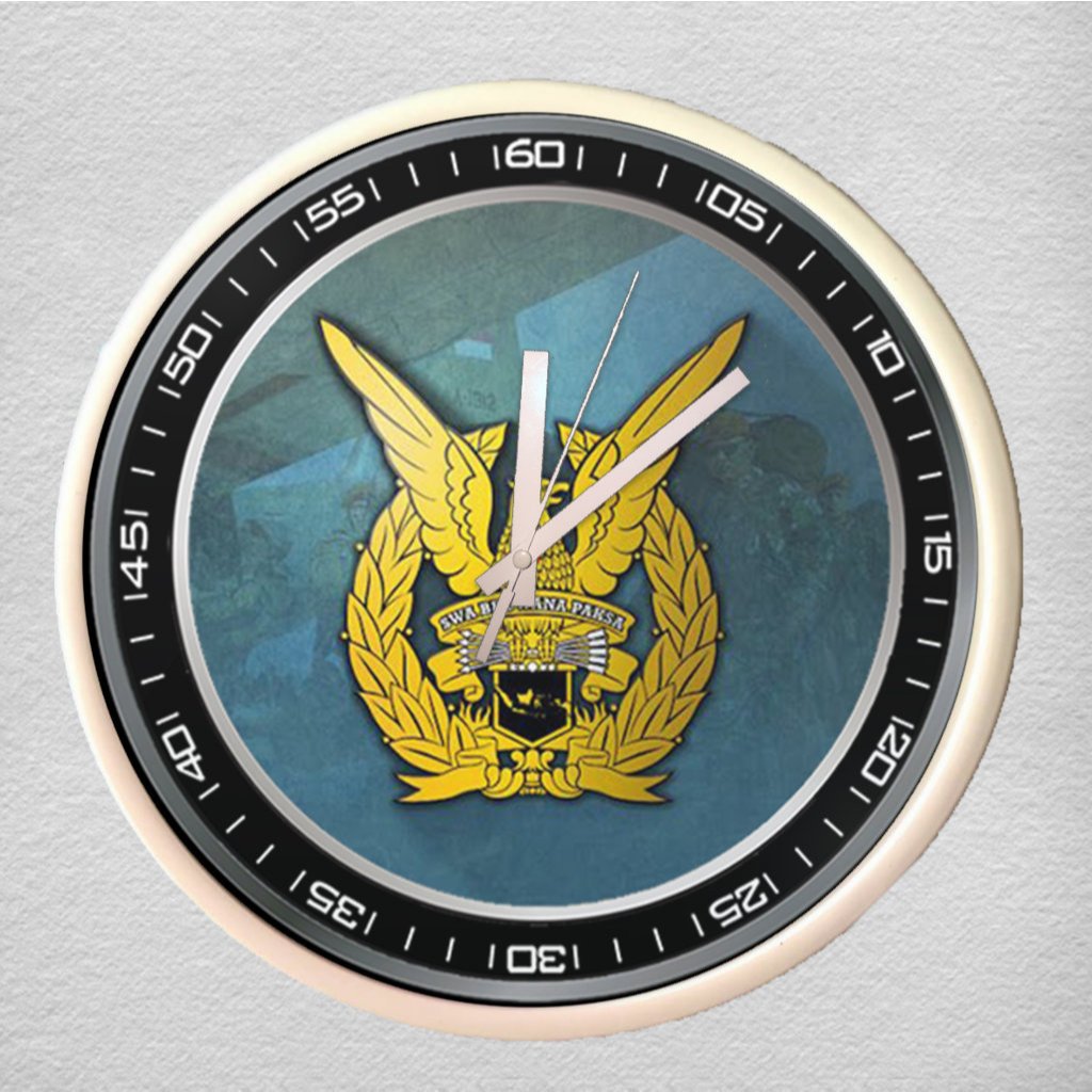 Jam Dinding Aesthetic Simple TNI AU Minimalis Penutup Kaca Hitam Motif Estetik Ruang Tamu Kamar Kayu