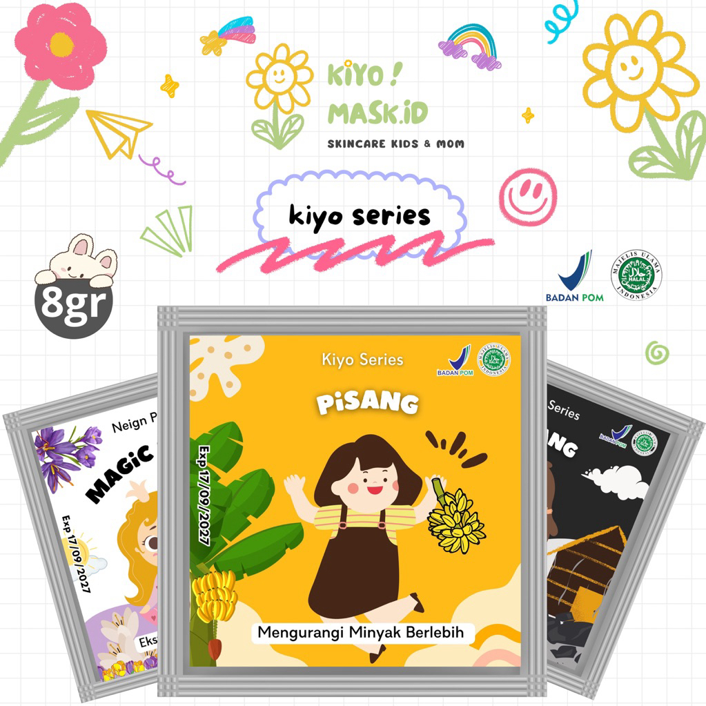 (8gr) Masker Organik BPOM Terlaris/Masker Wajah Anak/Face Mask Organic/Masker Wajah Murah/Kiyoo