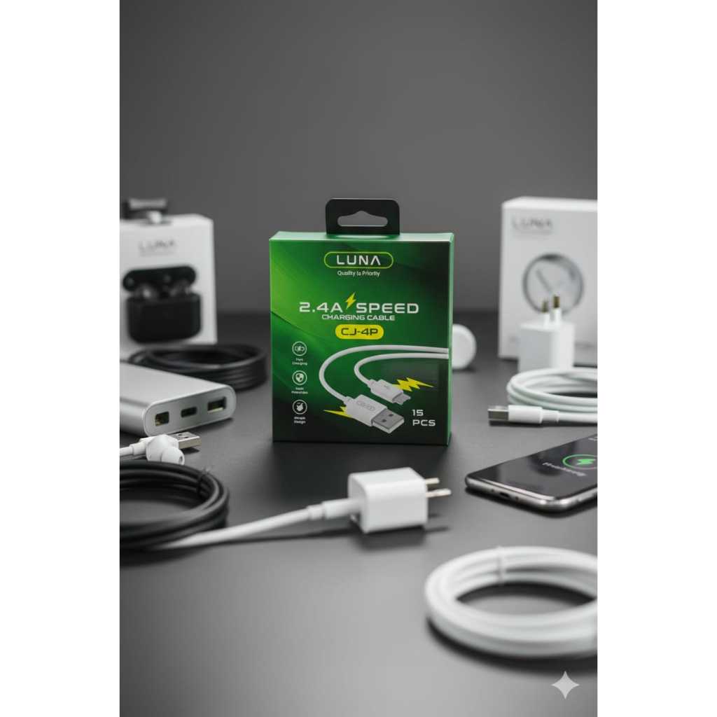 LUNA CJ-4P Kabel Data Micro & Type-C Fast Charging 2.4A | 1PER PCS | Kabel Charger HP Aman & Awet