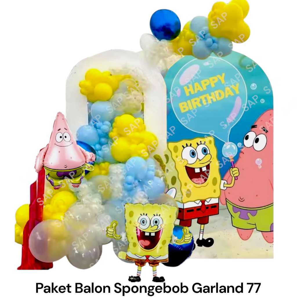 Paket Balon SPONGEBOB GARLAND 77 / Dekorasi Ulang Tahun Spongebob