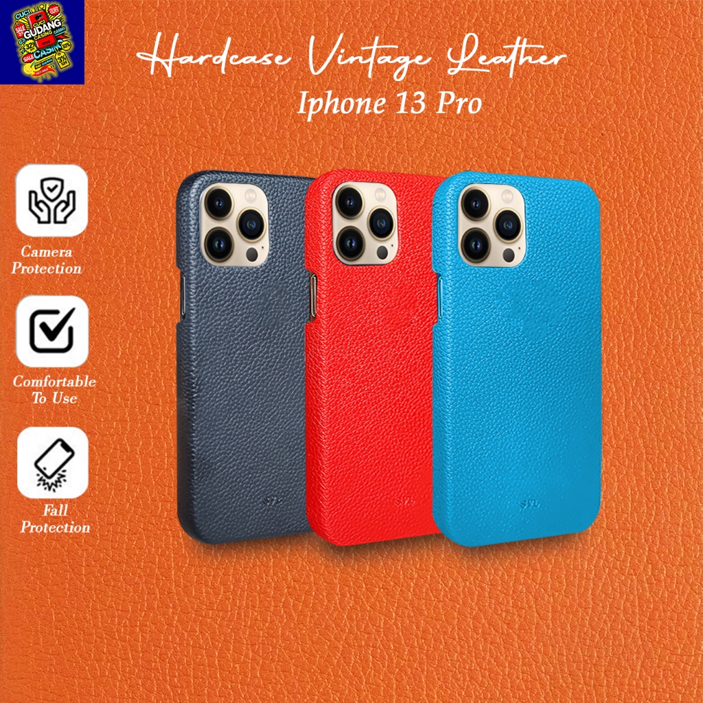 Hardcase SVL Vintage Iphone 13 Pro Leather case Microfiber