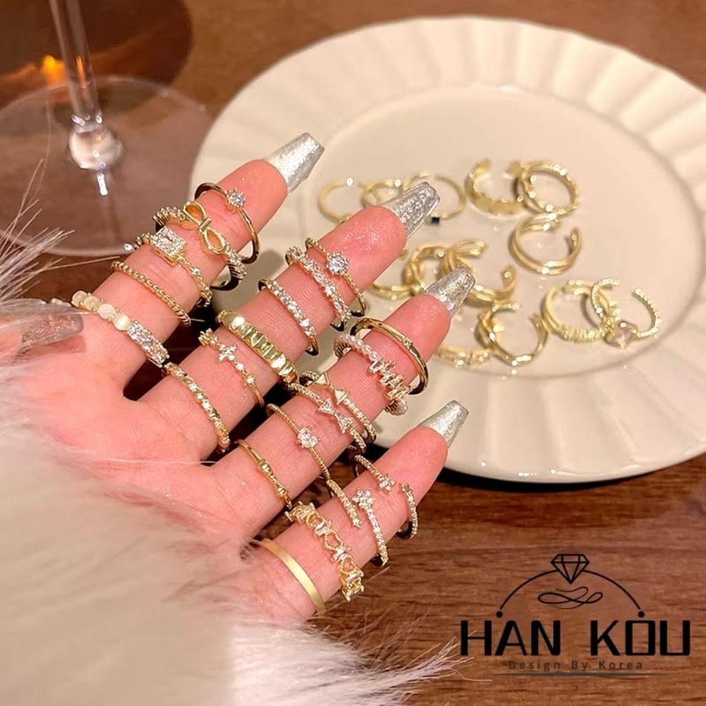 Cincin Titanium Wanita Anti Karat Cincin Wanita Korea Aesthetic Ukuran Dapat Disesuaikan