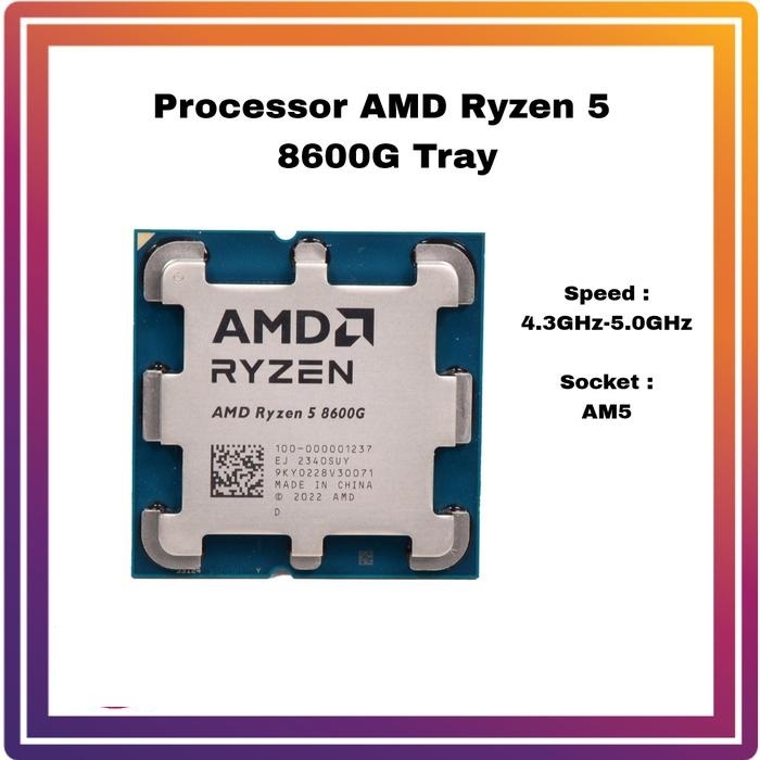 Prosesor AMD Ryzen 5 8600G Tray Soket AM5 (6 Core, Up To 5.0Ghz)