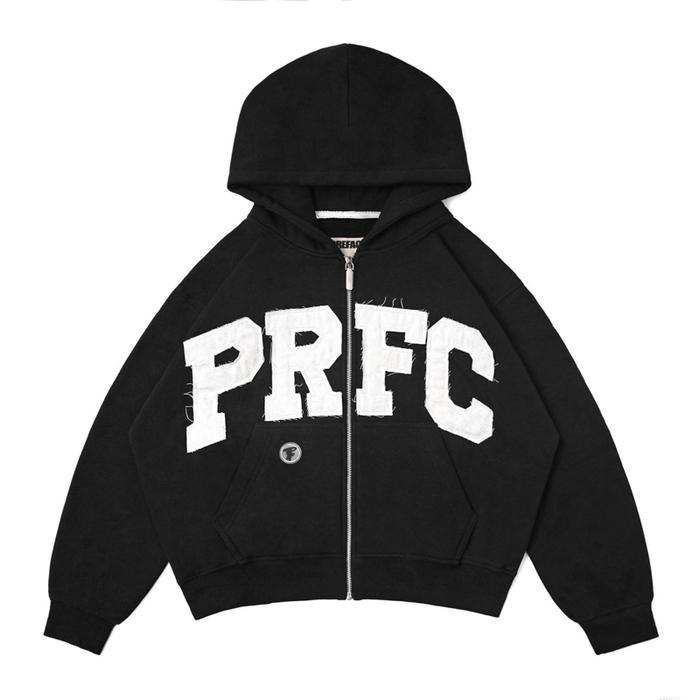 PREFACE Unfinished Zip Hoodie Black