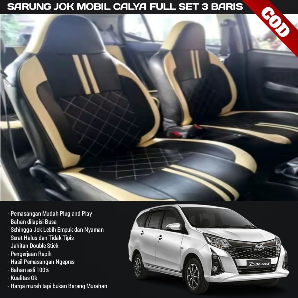 Sarung Jok Mobil Calya 2019 full set jok semua baris bahan halus dan tebal