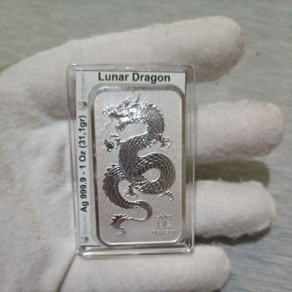 Perak Batangan Lunar Dragon Silver 999 Perth Mint 1oz (31.1gr) Nadir Heraeus Fine Silver