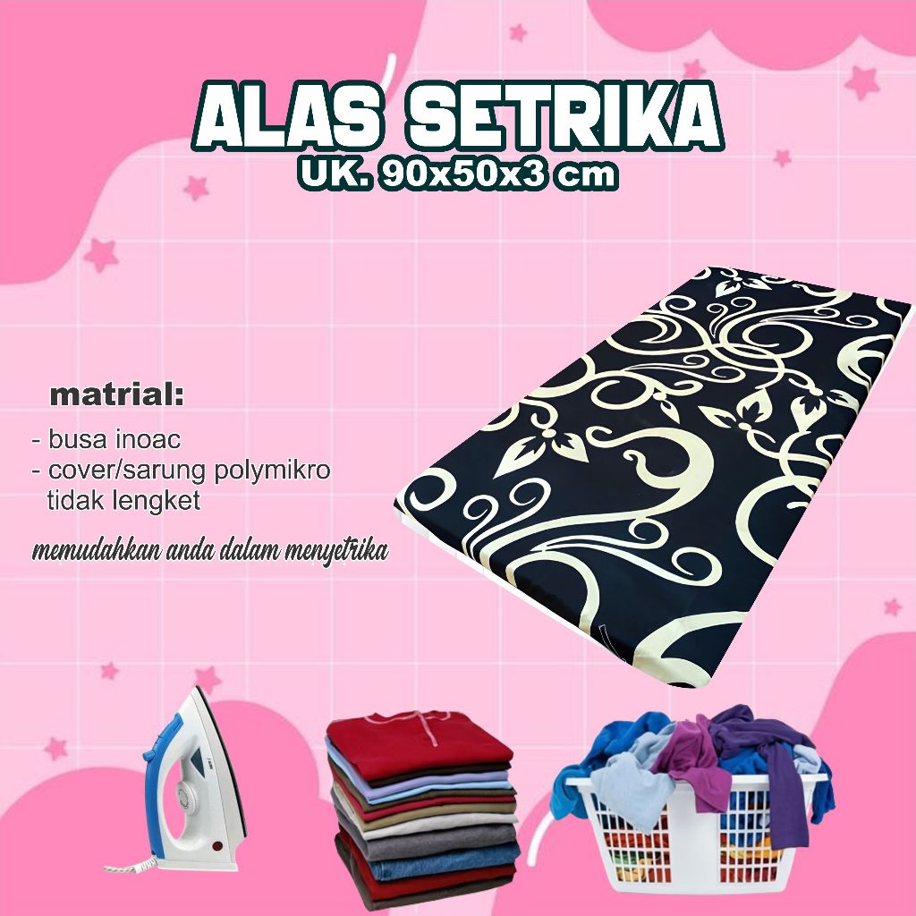 Alas Setrika + Busa Tebal 3cm Premium alas setrika tahan panas busa tidak mudah kempes