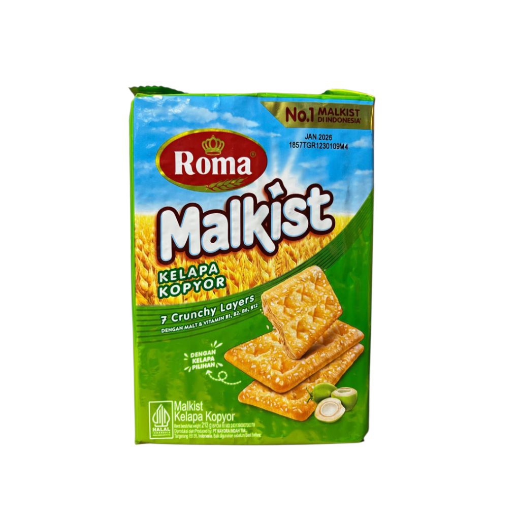 Roma Malkist Kelapa Kopyor 224g | ROMA MALKIST KELAPA KOPYOR 224 GRAM
