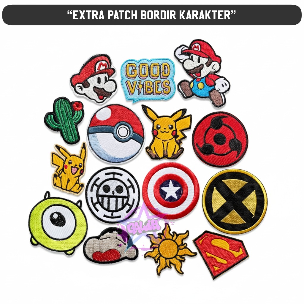 Patch Bordir kecil emblem bordir brand tempelan label tag iron patch patch musik back patch bordir