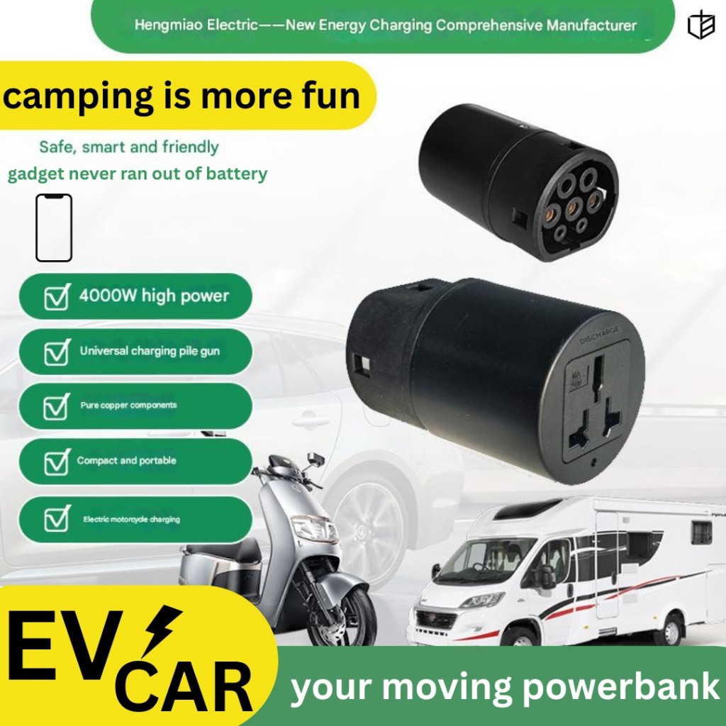 New Energy Adapter Converter V2L Type 2 Ke EU Kecil Portable 1 Port Eu Baterai Mobil EV ke Colokan Stop Kontak Socket Soket Port Pengisian Baterai Mobil Listrik NewEnergy Universal Charging Pile gun Pure Copper Mini Compact Portable 4000W Genset Inverter