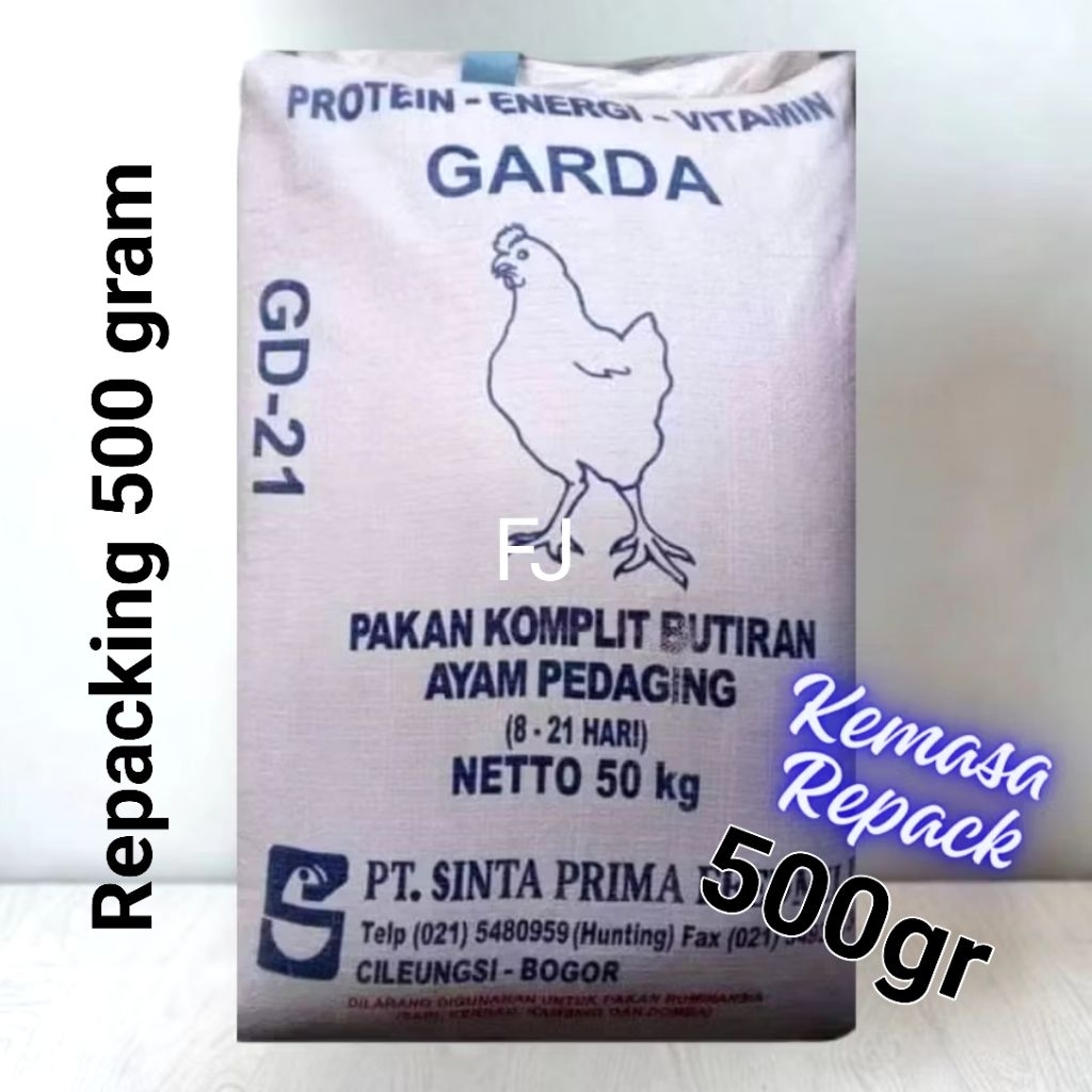 Pur ayam pedaging GARDA GD-21 SINTA Pakan ayam pedaging Repack 500gram