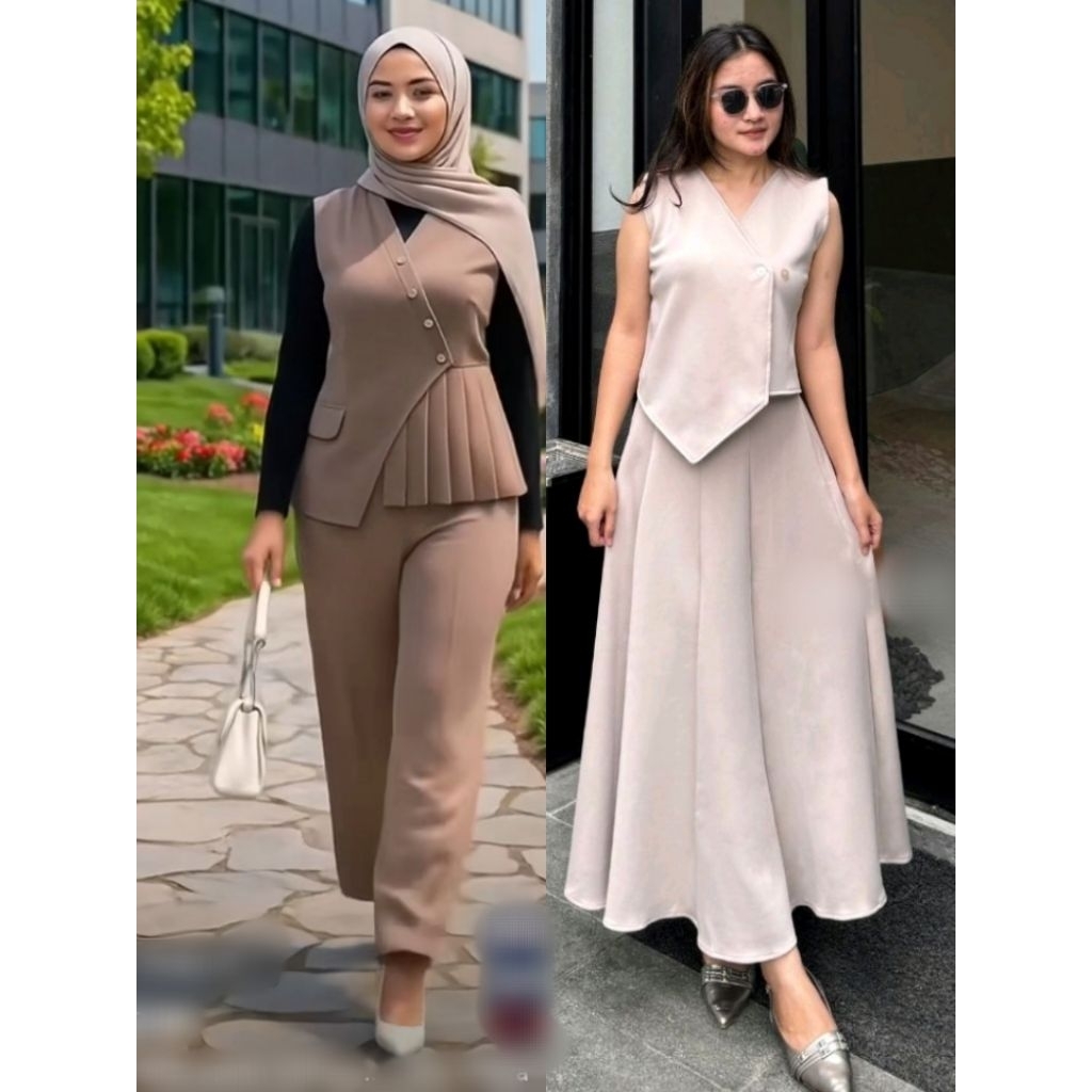 Ready COD✅ Naomi Set Rok Vest Mayung S - L || Hyeri Set Korean Style Outer Knit|| Sweater Rajut