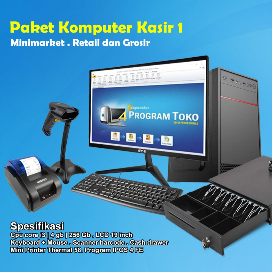 Paket Komputer kasir IPOS 4 FE | Paket lengkap baru