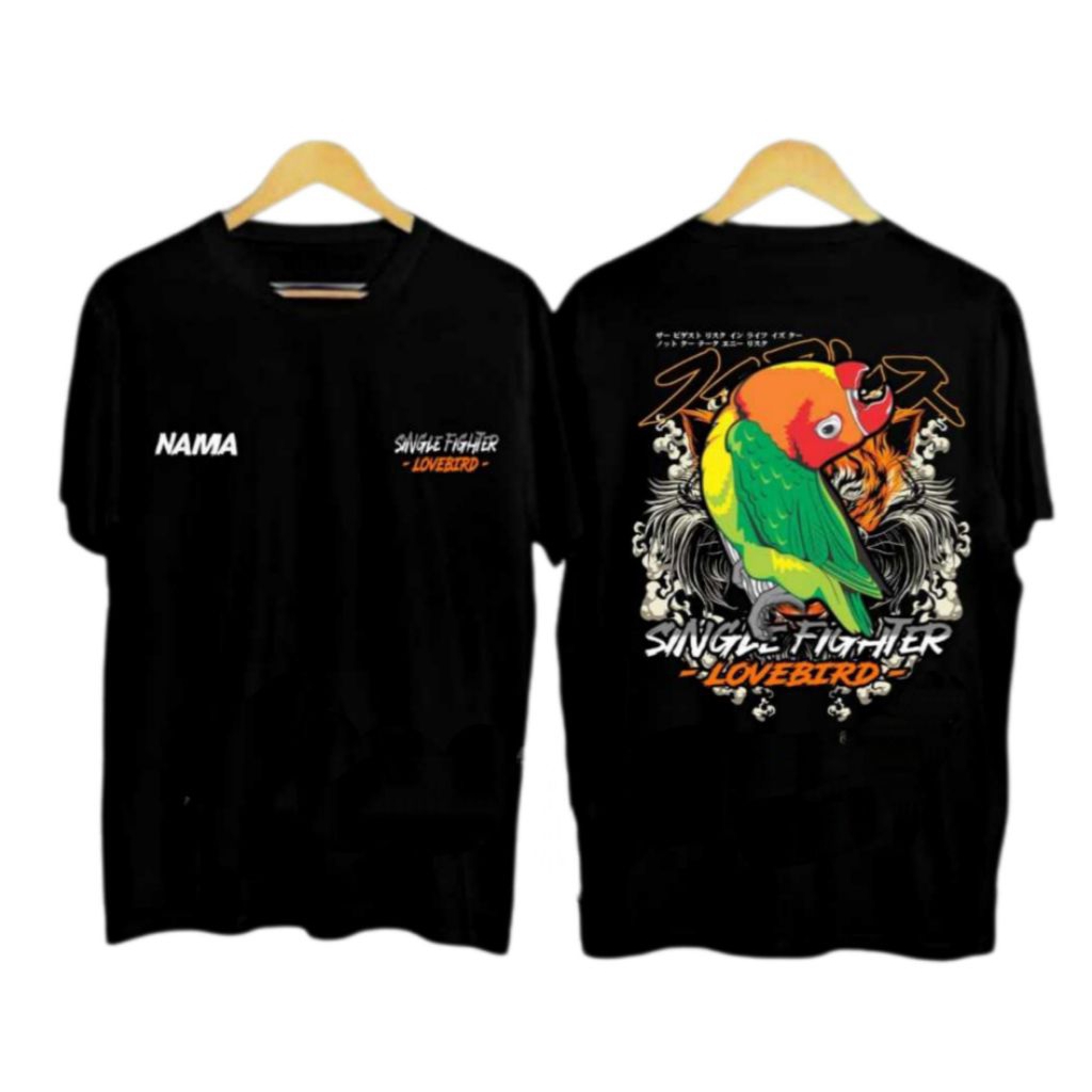 KAOS TSHIRT SINGLE FIGHTER LOVEBIRD HIJAU DTF