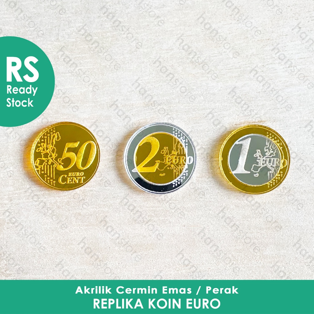 RS Replika Koin sen EURO untuk Mahar / 50 EURO CENTS /  2 EURO / 1 EURO / Dekorasi / Mahar / Seserah