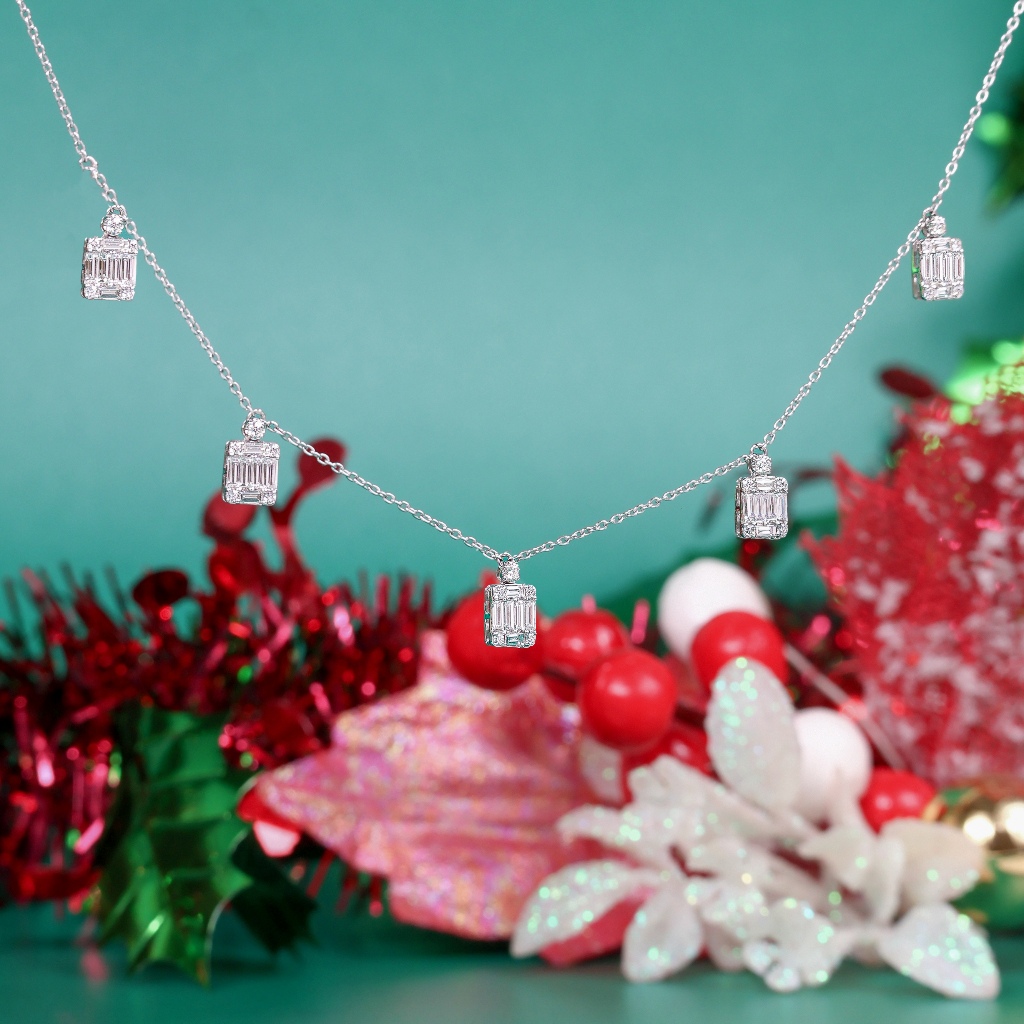 Kalung Berlian Eropa Model Baguette Setting - JB Berlian