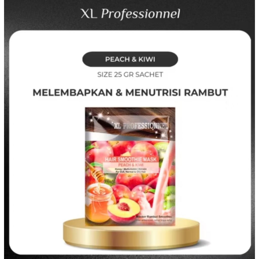 XL Professionnel Hair Smoothie Mask PEACH & KIWI Untuk Rambut Kusam, Normal-Kering (exp JUL 28)